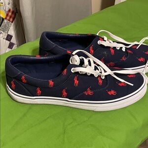 Polo by Ralph Lauren Navy Sneakers with Red Pony